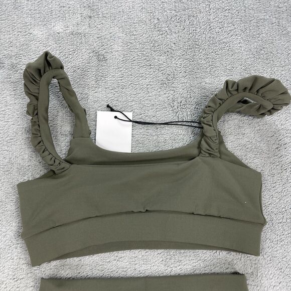 925 Fit Submarine 2 Piece Leggings And Bra Set Girls 12 Sage Green Skinny Leg - Picture 6 of 16
